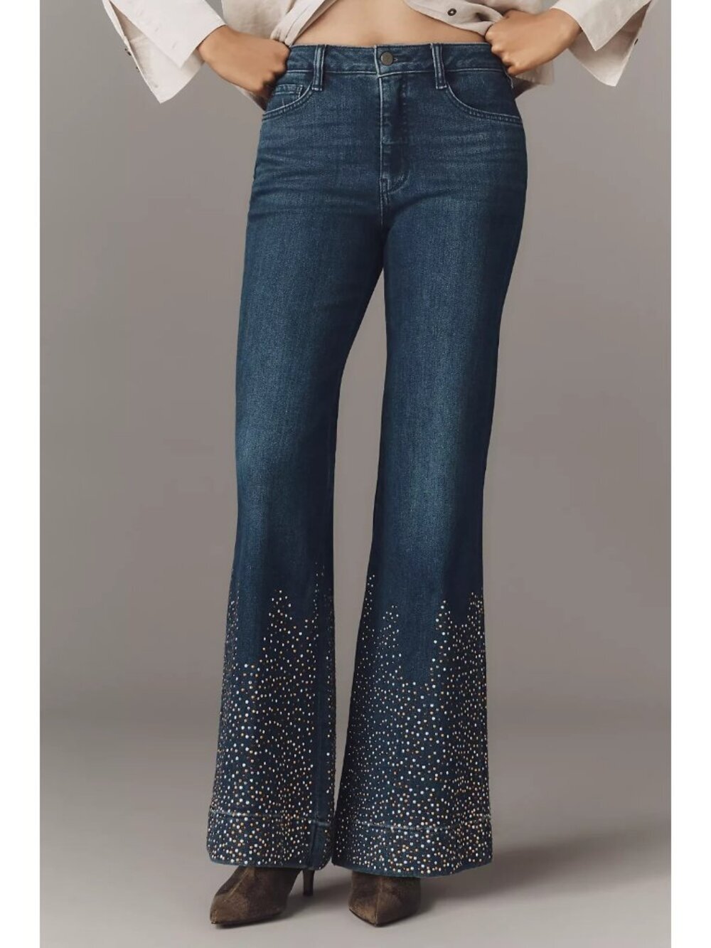 Anthropologie Pilcro Retro Studded Low-Rise Flare Jeans Western Boho 28